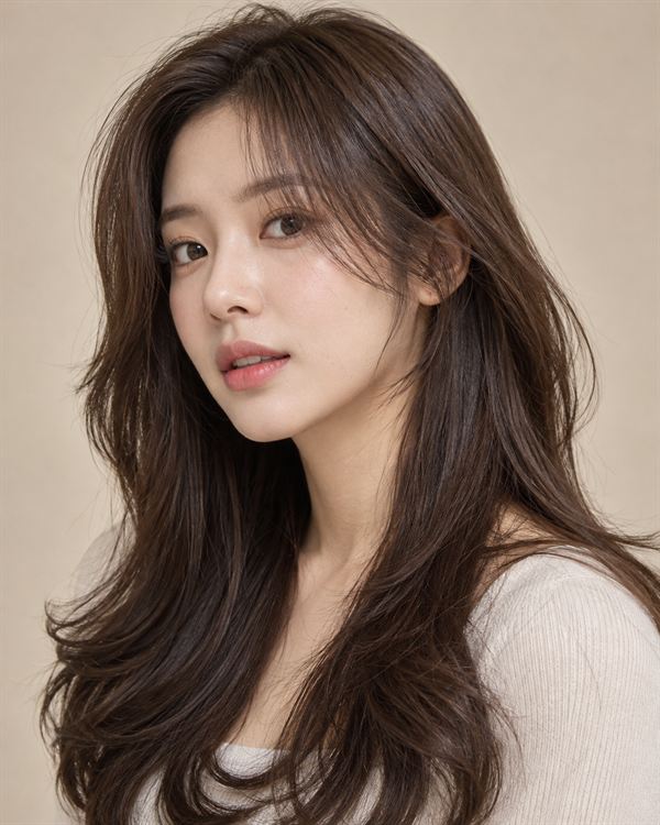 얼굴선을 감싸는 긴 레이어드 컷