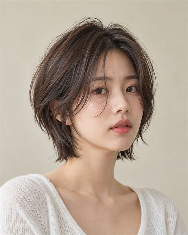 볼륨 있는 숏 허쉬컷