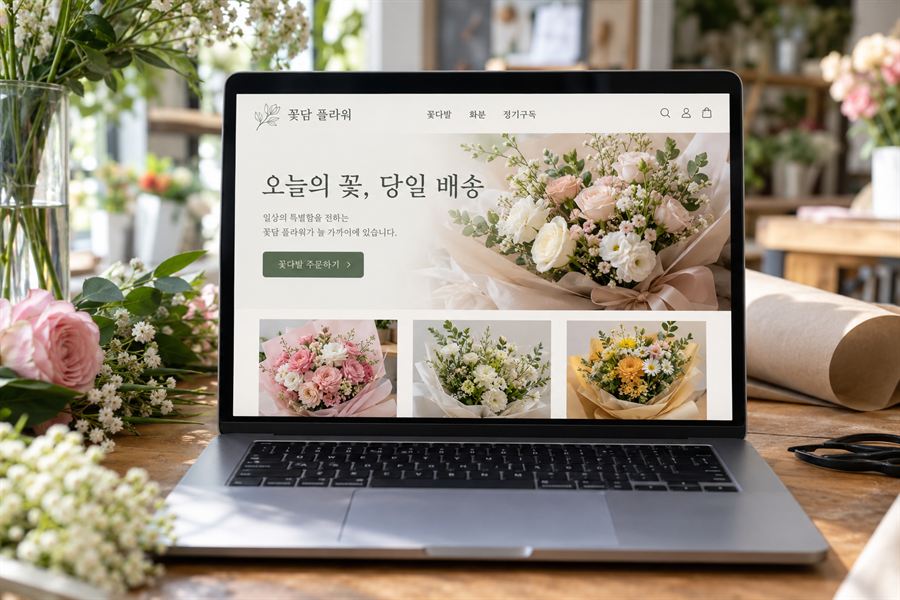 노트북 속 꽃집 '꽃담 플라워' 홈페이지